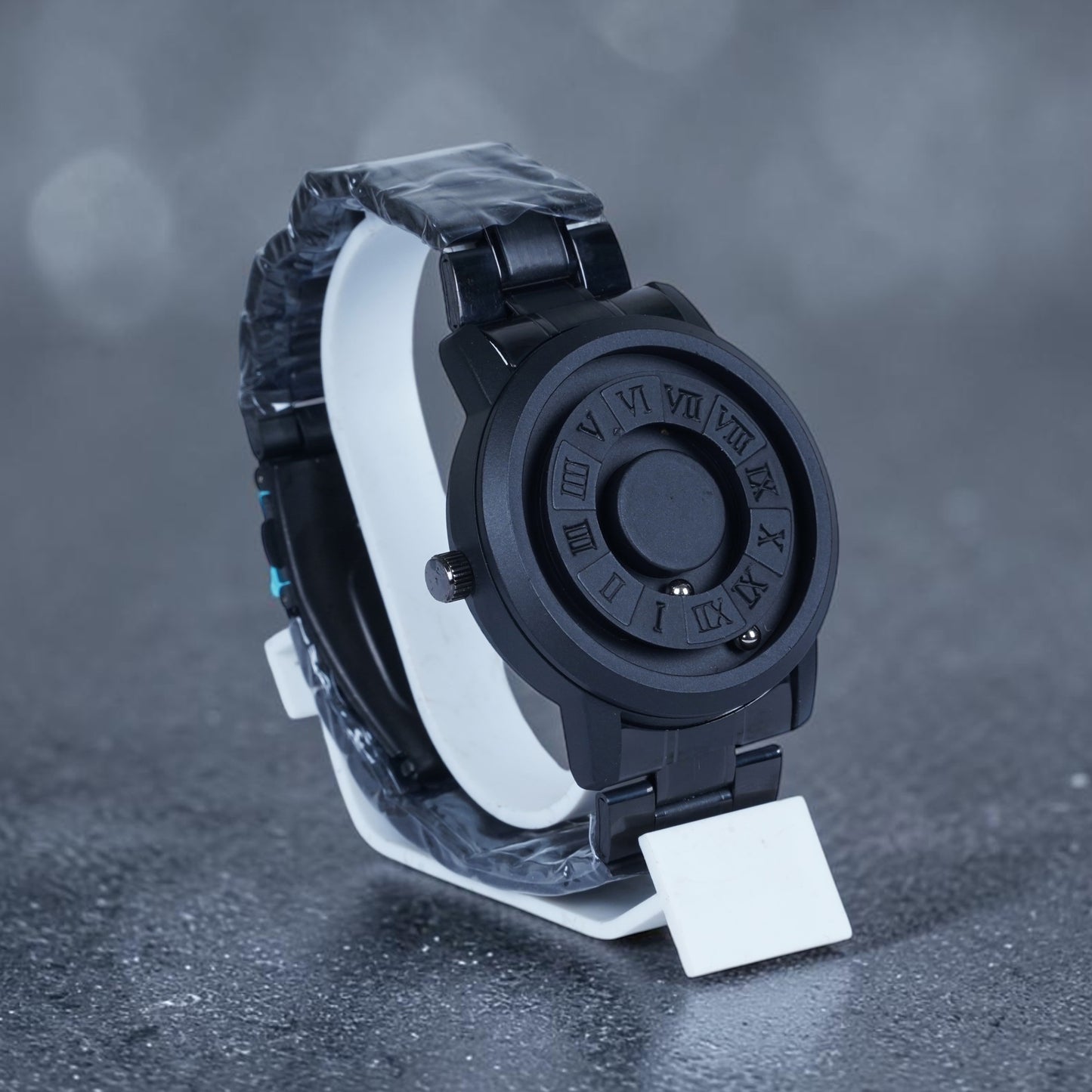 Magnetic Ball Bearing Futuristic Matte Black Watch