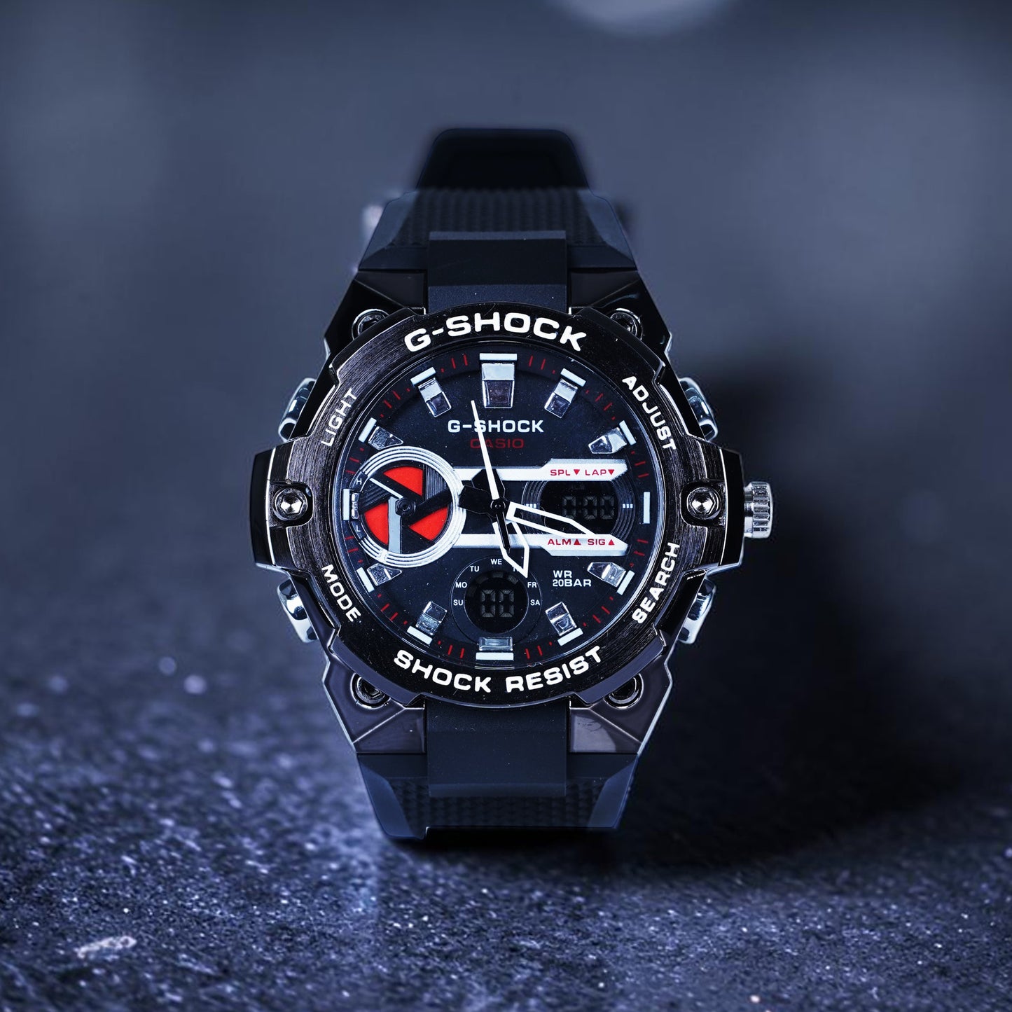 Casio G-Shock G-Steel Sporty Black &amp; Red Hybrid Analog-Digital Watch
