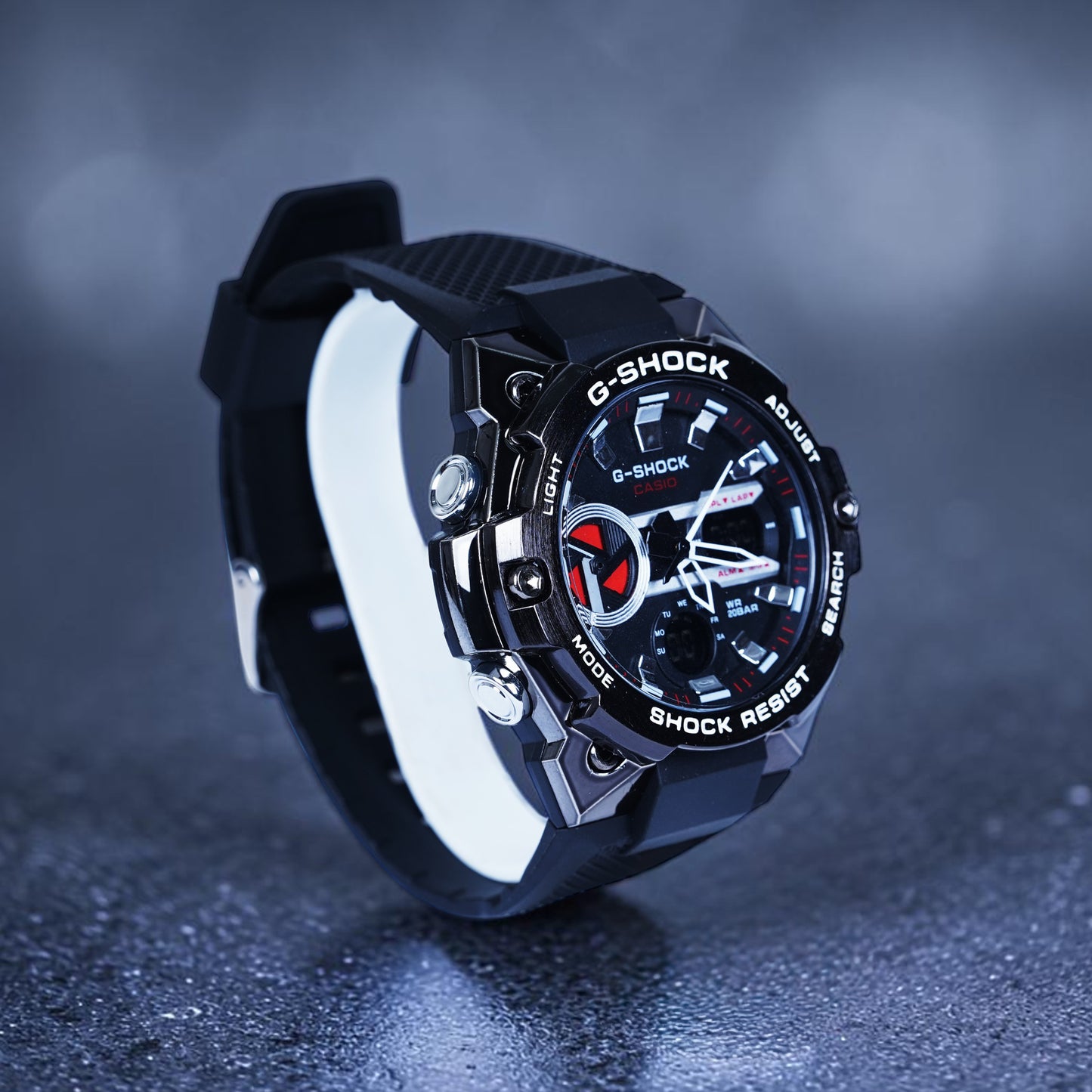 Casio G-Shock G-Steel Sporty Black &amp; Red Hybrid Analog-Digital Watch