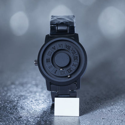 Magnetic Ball Bearing Futuristic Matte Black Watch