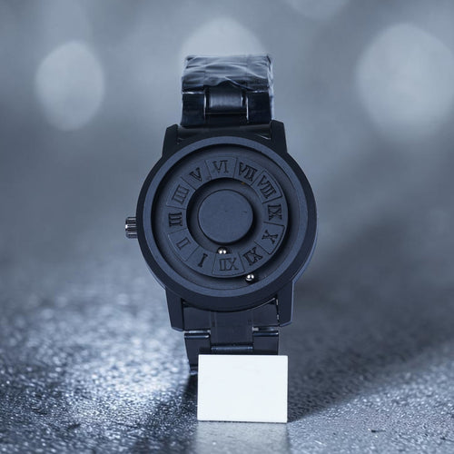 Magnetic Ball Bearing Futuristic Matte Black Watch