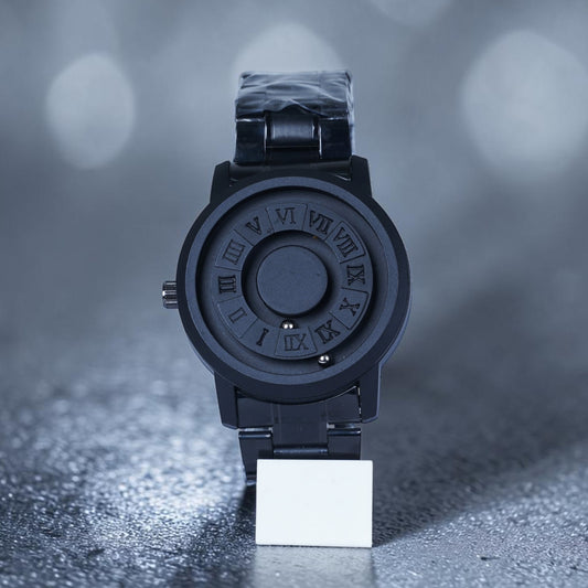 Magnetic Ball Bearing Futuristic Matte Black Watch