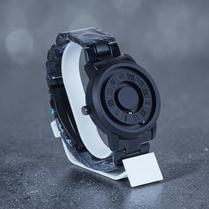 Magnetic Ball Bearing Futuristic Matte Black Watch