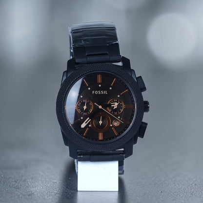 Fossil Machine Chronograph Matte Black &amp; Rose Gold Watch