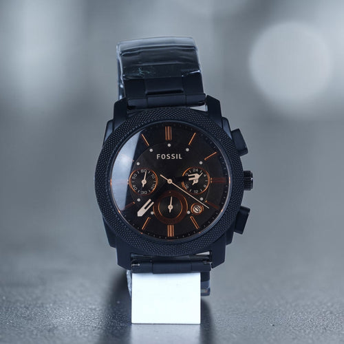Fossil Machine Chronograph Matte Black &amp; Rose Gold Watch