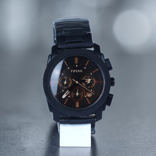 Fossil Machine Chronograph Matte Black &amp; Rose Gold Watch