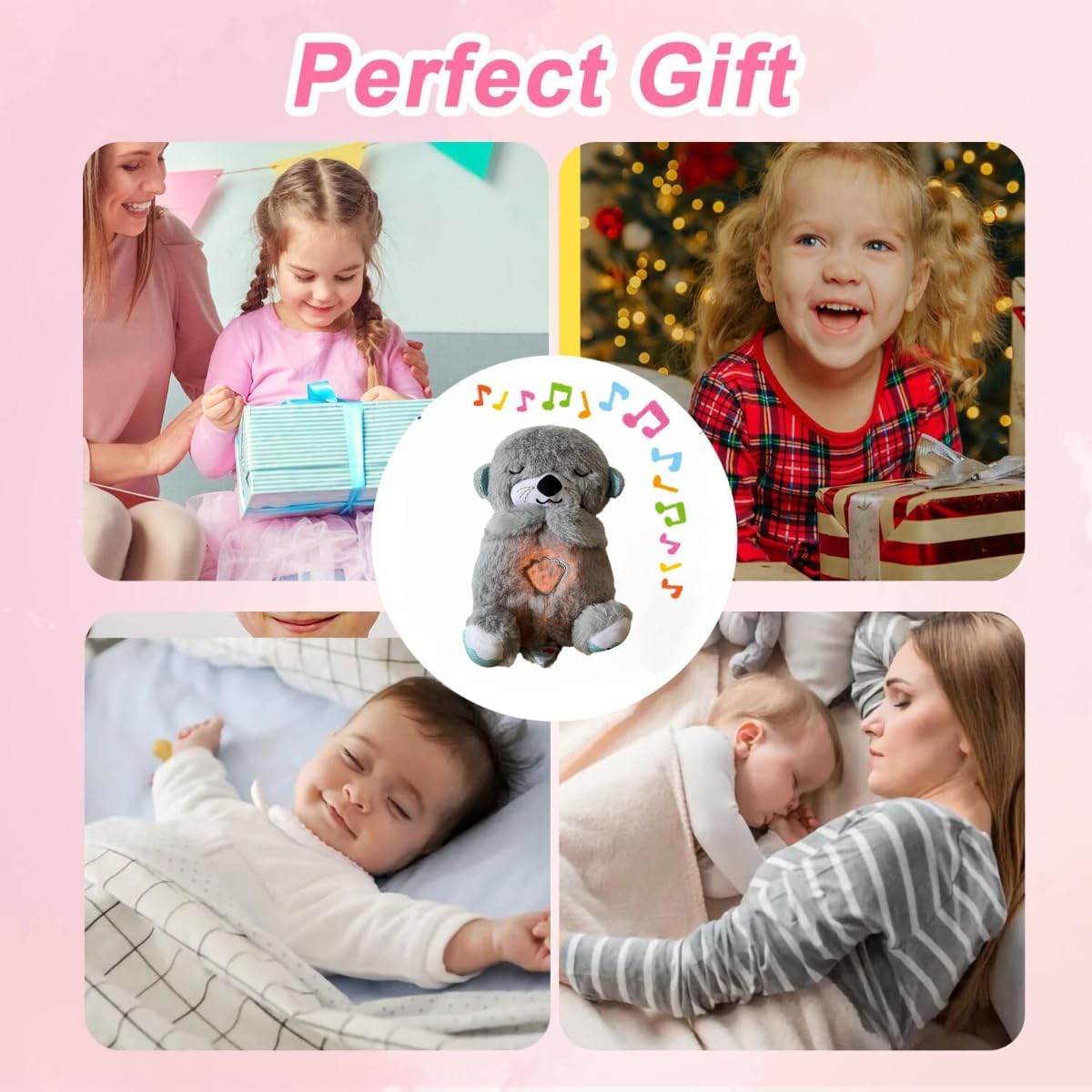 Breathing Teddy Bear with Music, Sound, Light and Breathing Motion || Portable Plush Stuffed Animal Toy || Breathing Teddy Bear Soft Toy for Kids or Adults (Multicolor) (Teddy Bear)