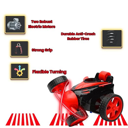 Remote Control Stunt Car, Black and Green, 360 Degree Rotation, Rechargeable with USB Cable, Includes Controller
