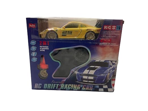 ToyBoi Championship RC Drift Racing Car, 2 in 1 with LED, 4WD, Simulation Drift Function, Yellow