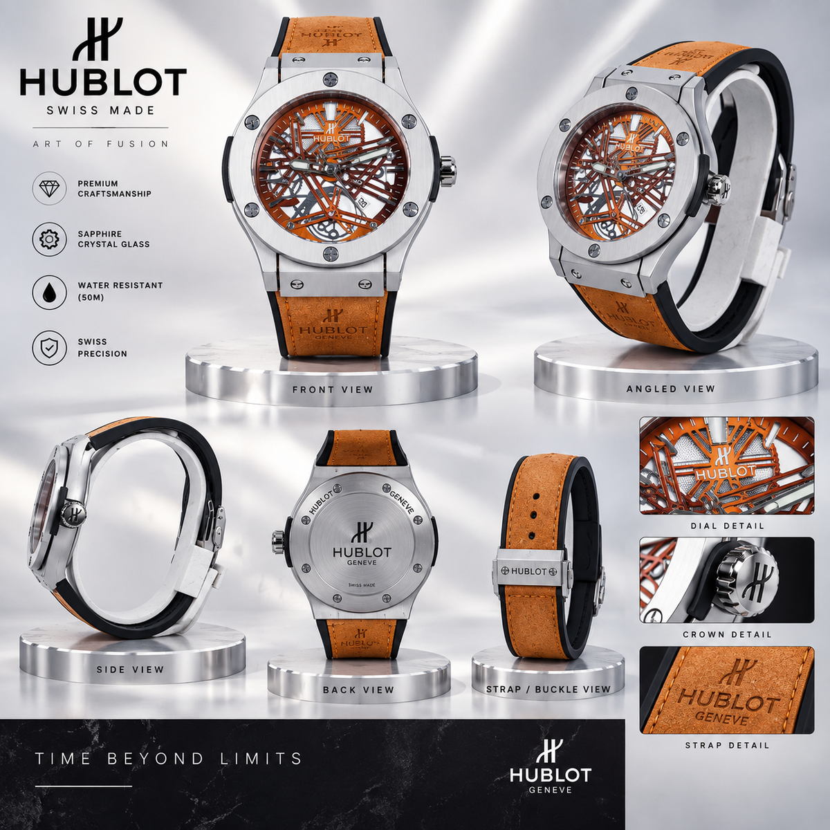 Hublot Chrono Leather Strap Watch ( L.Tan )