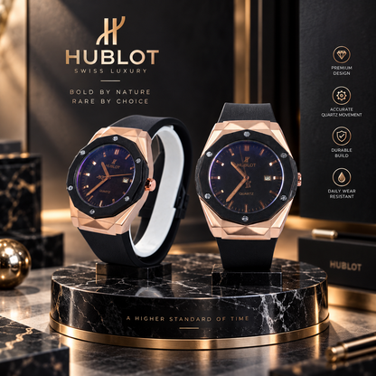 Hublot Chrono Leather Strap Watch ( Black Copper )