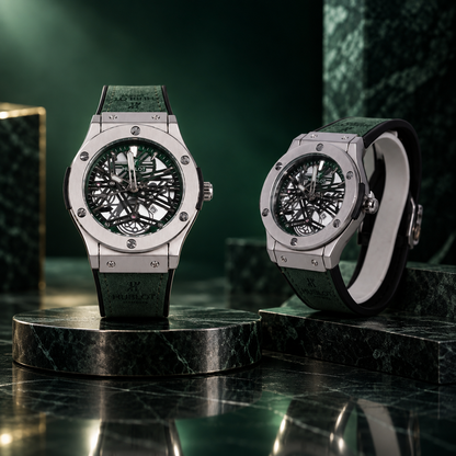 Hublot Chrono Leather Strap Watch ( Elite Green )