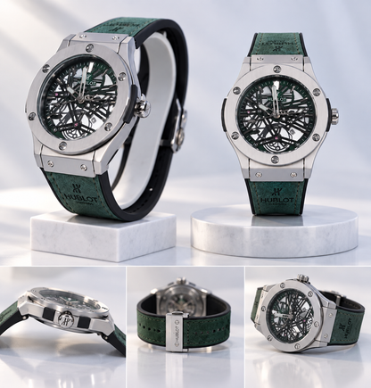 Hublot Chrono Leather Strap Watch ( Elite Green )