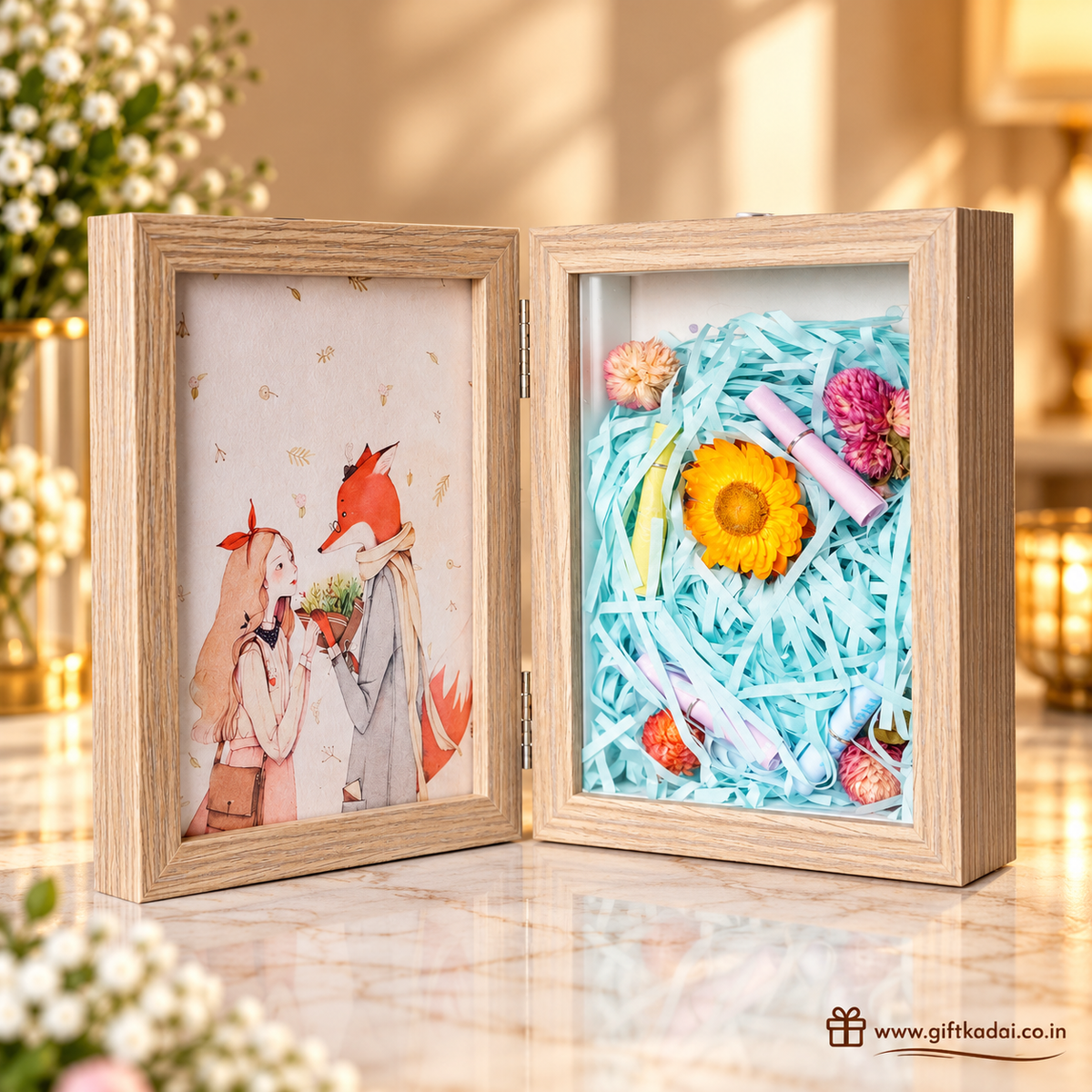 Two Fold Photo Frame With Storage Box