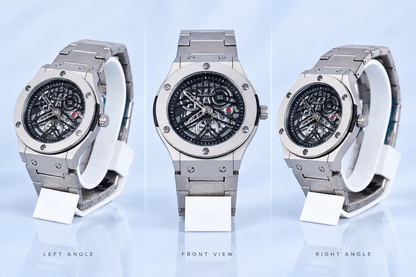 Hublot Chrono Metal Strap Watch ( Black Dial )