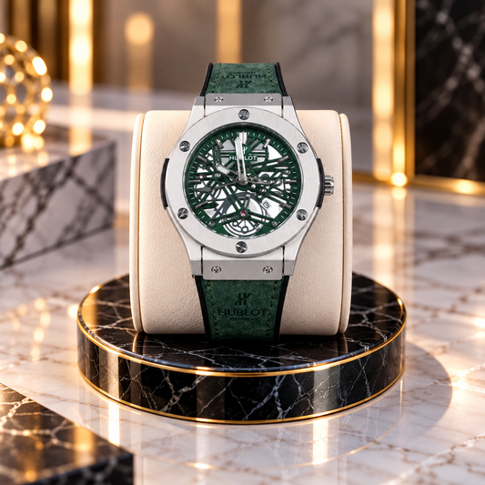 Hublot Chrono Leather Strap Watch ( Elite Green )