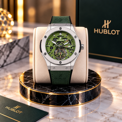 Hublot Chrono Leather Strap Watch ( Elite Green )