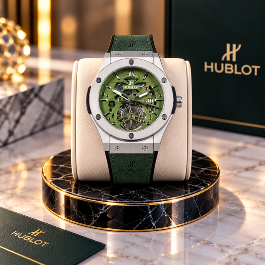 Hublot Chrono Leather Strap Watch ( Elite Green )