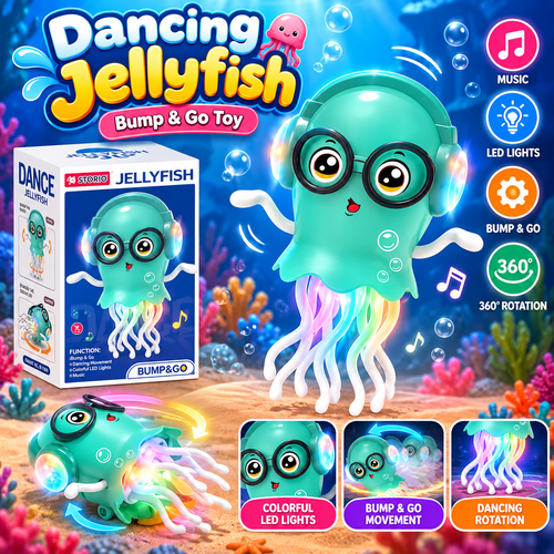 Storio Dancing Jellydancer Baby Toy | Crawling Infant Tummy Time Musical Toy | Magic Dancing Music Crawling Toy | Interactive Sensory Fidget Toy for Kids Boys & Girls 3–8 Years | Birthday Gift