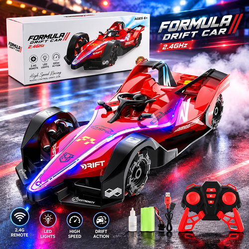 Hosestum F1 RC Drift Car | LED Lights 4WD 2.4GHz 360°Rotating RC Race Sport Stunt Car |High Speed |F1 Model Vehicle Cool Toys Birthday Gifts for Kids Age of 6+