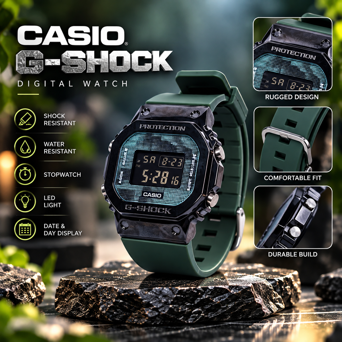Casio G Shock Metal Body + Silicon Strap
